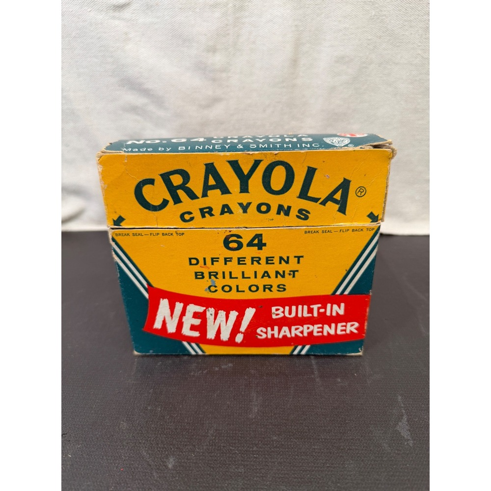 Vintage Crayola 64 Count Box Built-In Sharpener $1 Price Binney Smith Display
